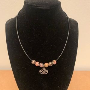 Black Rhodonite stone beaded necklace